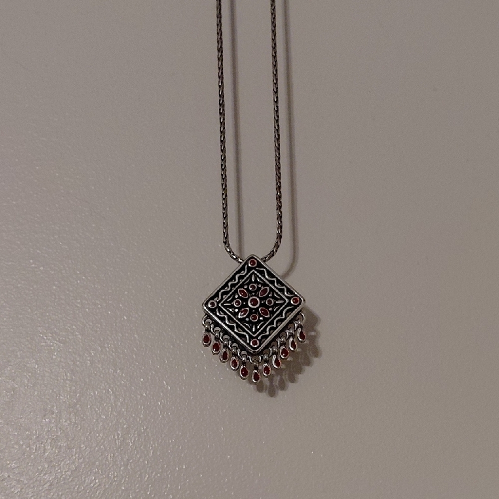 Brighton Silver and Red Geometric Necklace